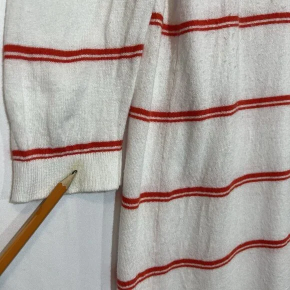 Cabi Women Cardigan Striped Medium Size Open Front Pockets Long Sleeves Orange - Picture 9 of 10